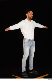 Larry Steel black shoes dressed jeans standing t poses white…